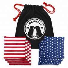 GoSports American Flag All-Weather Duck Cloth Regulation Cornhole Bean Bag Set of 8, Stars and Stripes with Portable Tote Bag   564262949